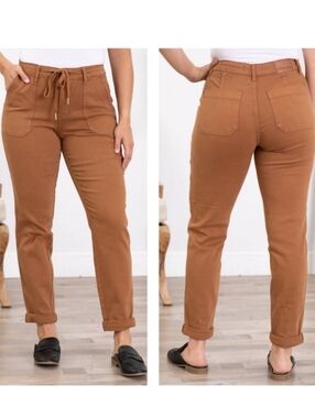 Judy‎ Blue High Waist Pants Camel Brown Women Plus Sz 24W Cargo Lite Casual Chic